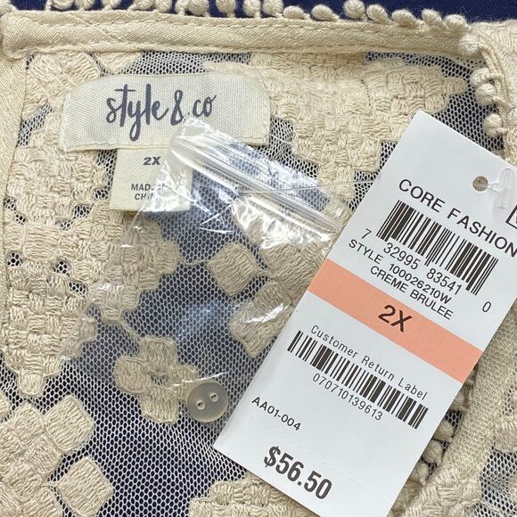 Style & Co Lace Crochet Layer Tier Top Size 2x Nwt - Picture 9 of 11